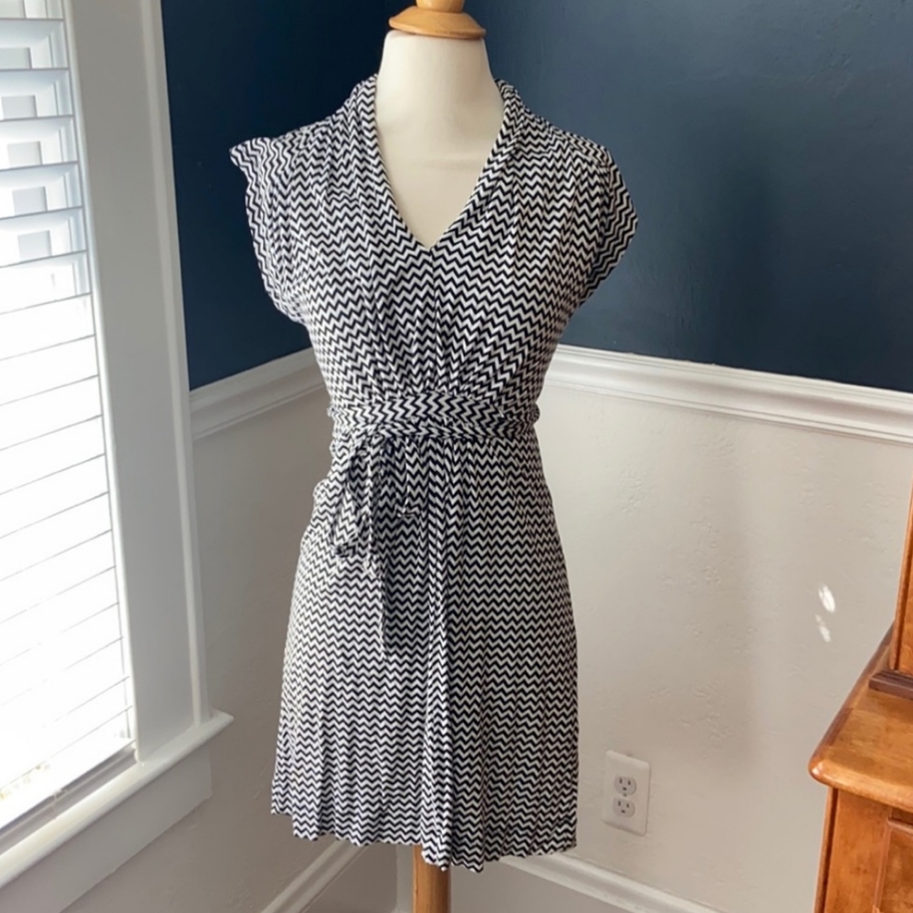 Black and White French Connection Dress with Tie